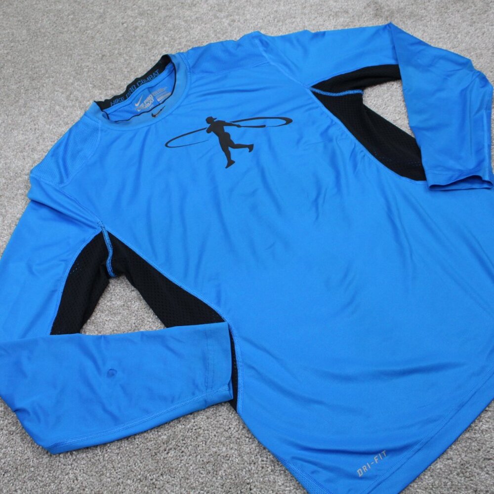 Nike Pro Combat Shirt Adult Medium Blue Swingman Fitted Long Sleeve Pullover - Picture 8 of 15
